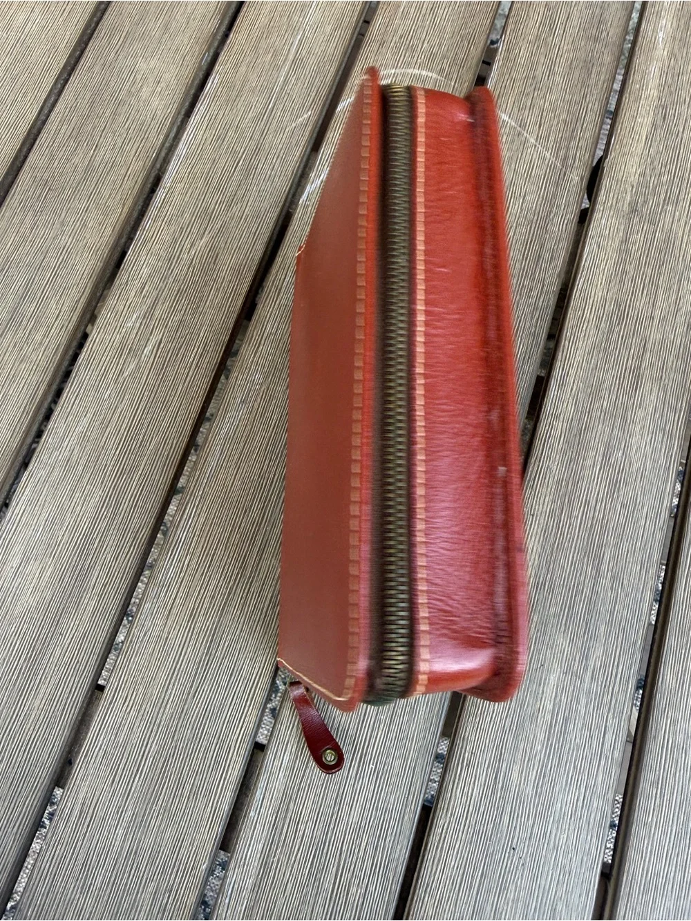 Men's Leather Zip Folio - Red